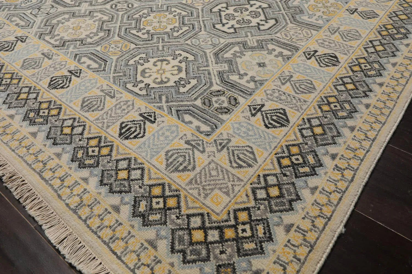 LoomBloom 9'x12'1" Ivory Hand Knotted Transitional All-Over 250 KPSI Wool Oriental Area Rug-4