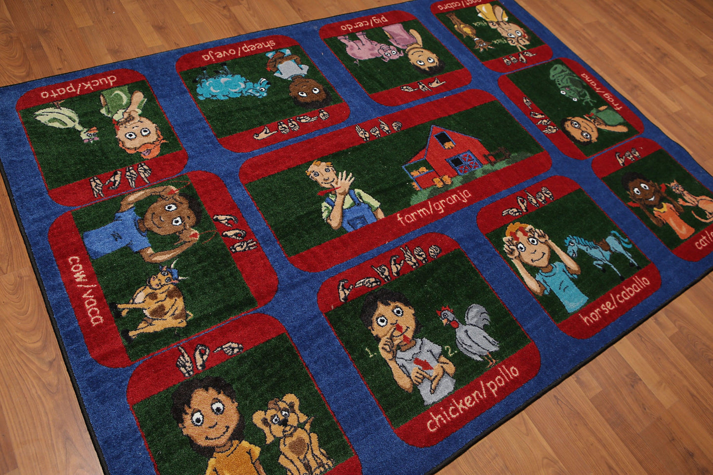5'6" x 7'6" Inside Outside 100% Nylon Full Pile Play Area Rug Blue-2
