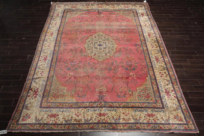 10x14 Pink, Ivory Hand Knotted Tibetan 100% Wool Tibetan Traditional Oriental Area Rug-4