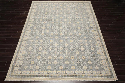 LoomBloom 9'x12'1" Ivory Hand Knotted Transitional All-Over 250 KPSI Wool Oriental Area Rug-2