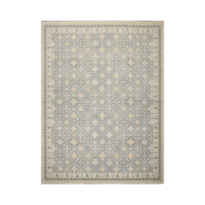 LoomBloom 9'x12'1" Ivory Hand Knotted Transitional All-Over 250 KPSI Wool Oriental Area Rug-1