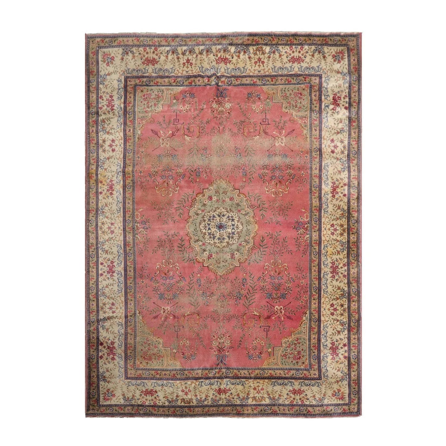 10x14 Pink, Ivory Hand Knotted Tibetan 100% Wool Tibetan Traditional Oriental Area Rug-3