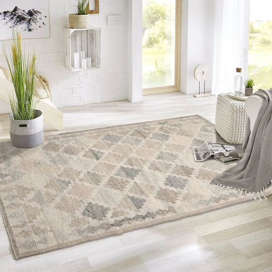 LoomBloom 5x8 Beige Authentic Southwestern Moroccan Wool Oriental Area Rug-0