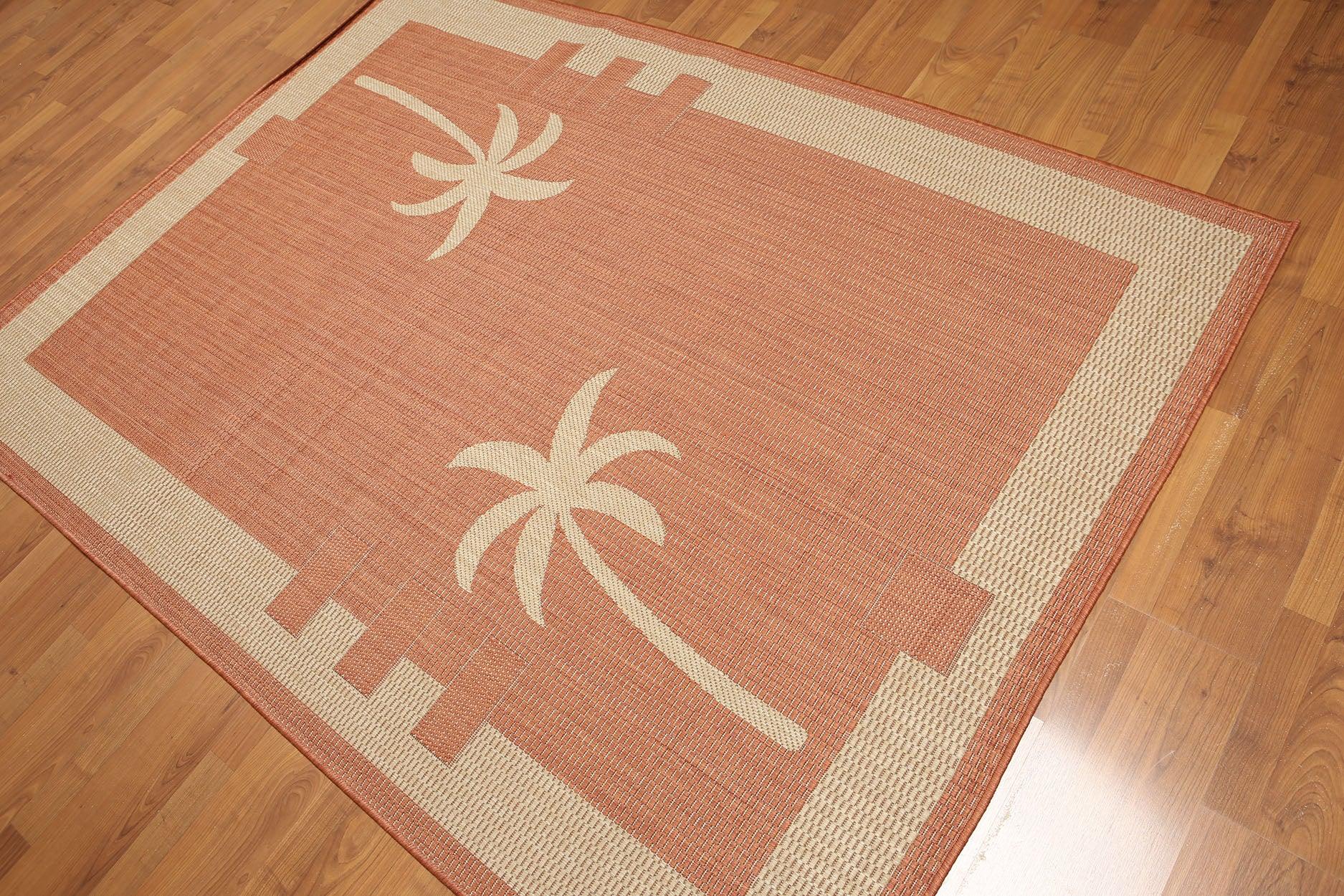 5'4"x7'8" Terracota, Beige, Multi Color Machine Made Polypropylene Indoor Outdoor Turkish Dhurry Rug-0