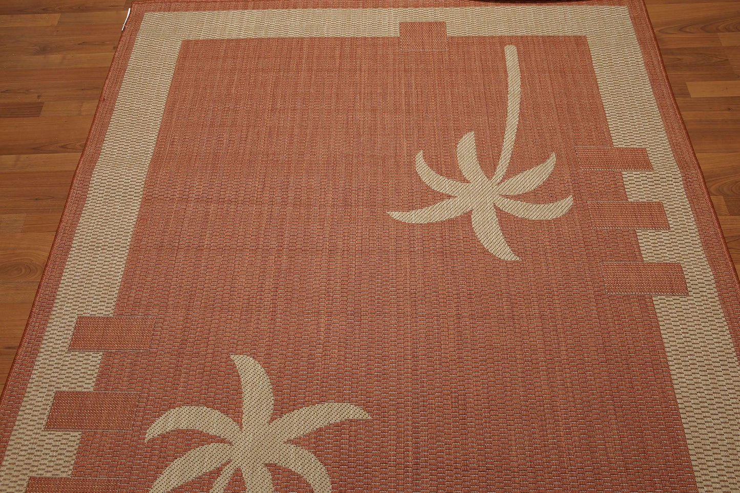 5'4"x7'8" Terracota, Beige, Multi Color Machine Made Polypropylene Indoor Outdoor Turkish Dhurry Rug-2