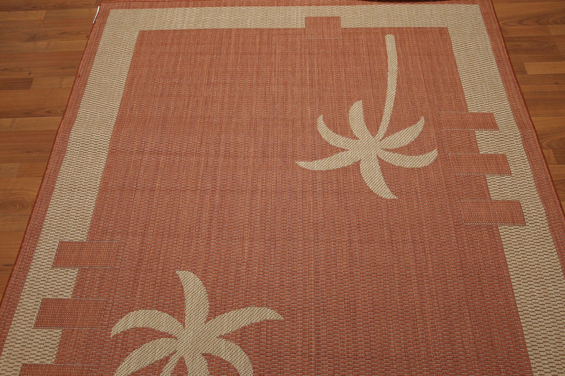 5'4"x7'8" Terracota, Beige, Multi Color Machine Made Polypropylene Indoor Outdoor Turkish Dhurry Rug-2