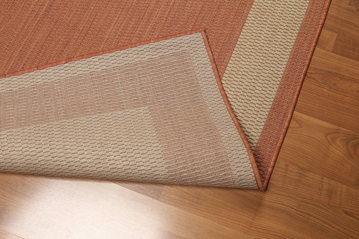 5'4"x7'8" Terracota, Beige, Multi Color Machine Made Polypropylene Indoor Outdoor Turkish Dhurry Rug-3