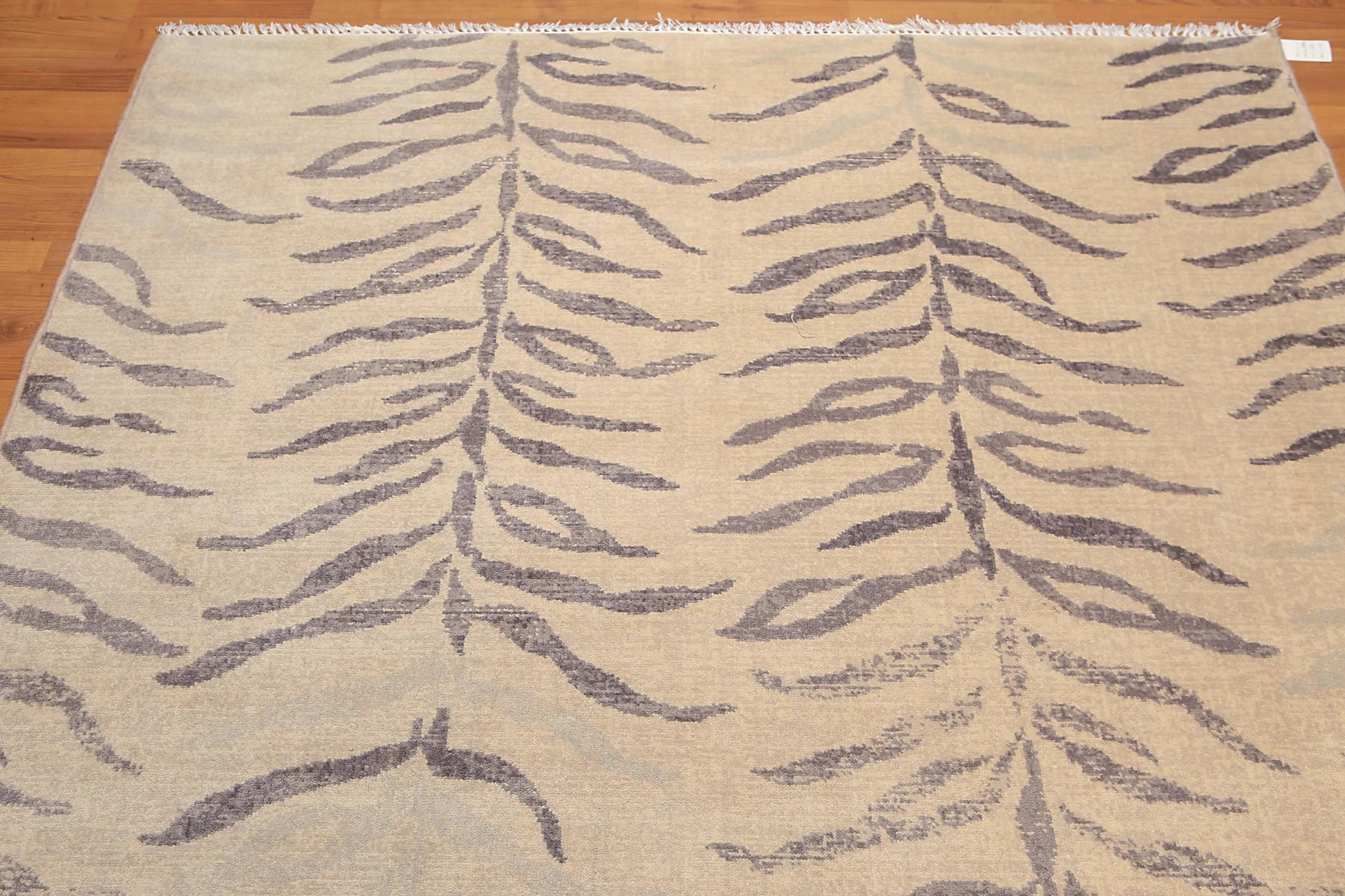 6' x 9' Botanical Print Contemporary Hand Knotted Wool Area rug Beige-2