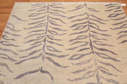 6' x 9' Botanical Print Contemporary Hand Knotted Wool Area rug Beige-2