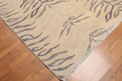 6' x 9' Botanical Print Contemporary Hand Knotted Wool Area rug Beige-3
