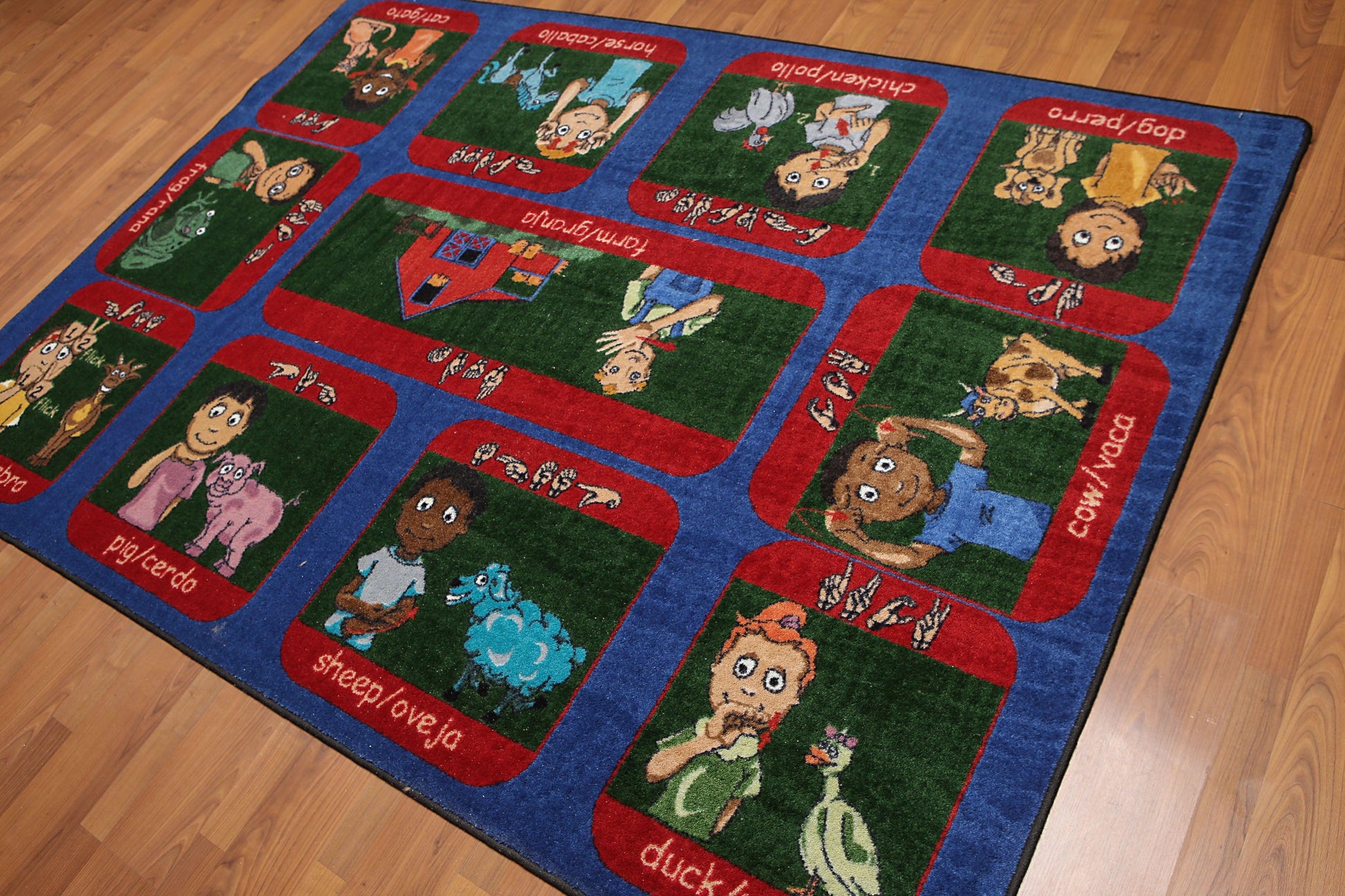 5'6" x 7'6" Inside Outside 100% Nylon Full Pile Play Area Rug Blue-0