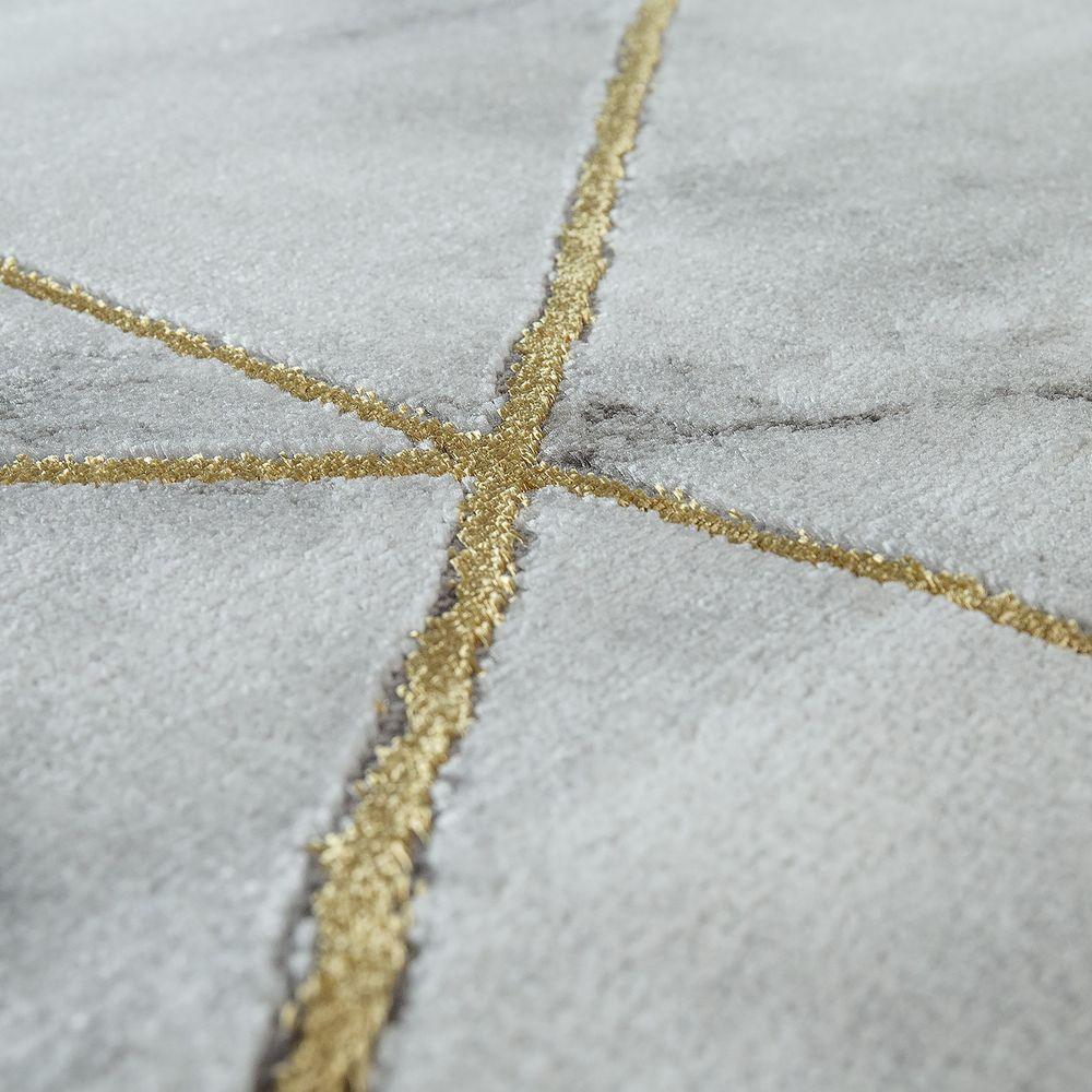 Marble Patten Area Rug in Gold Cream for Living Room with Contour Cut-2