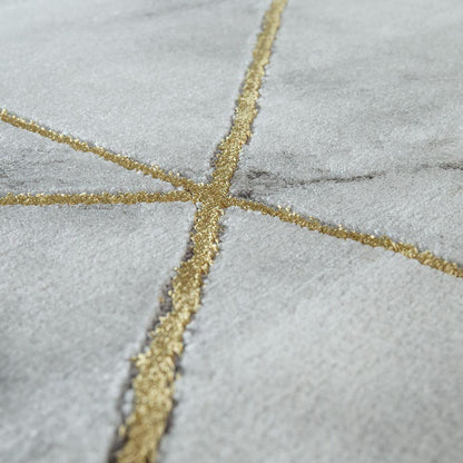 Marble Patten Area Rug in Gold Cream for Living Room with Contour Cut-2