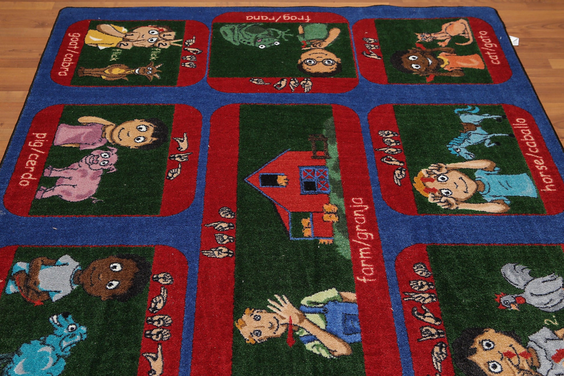 5'6" x 7'6" Inside Outside 100% Nylon Full Pile Play Area Rug Blue-3