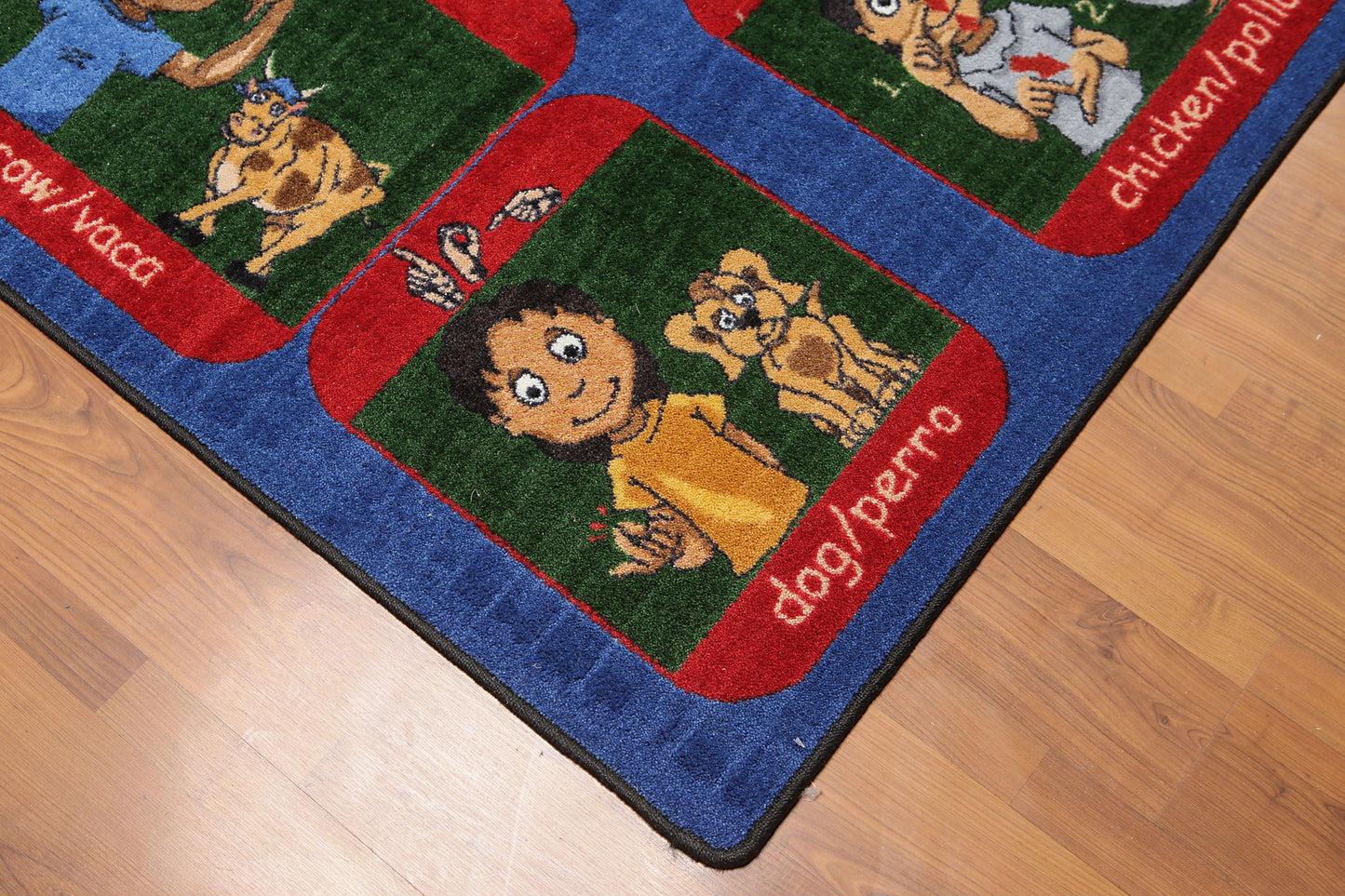 5'6" x 7'6" Inside Outside 100% Nylon Full Pile Play Area Rug Blue-1
