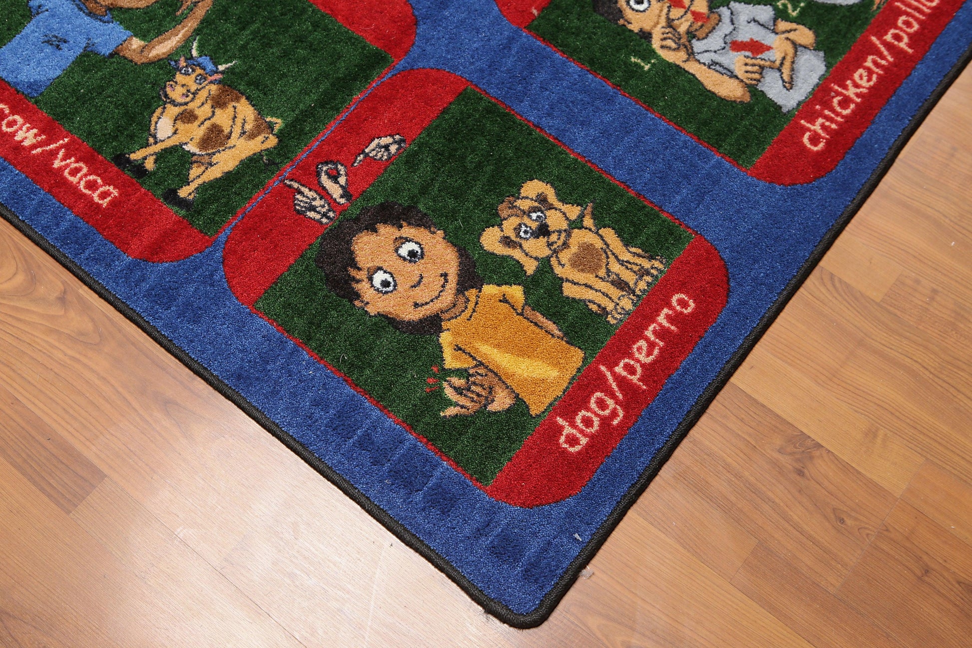 5'6" x 7'6" Inside Outside 100% Nylon Full Pile Play Area Rug Blue-1