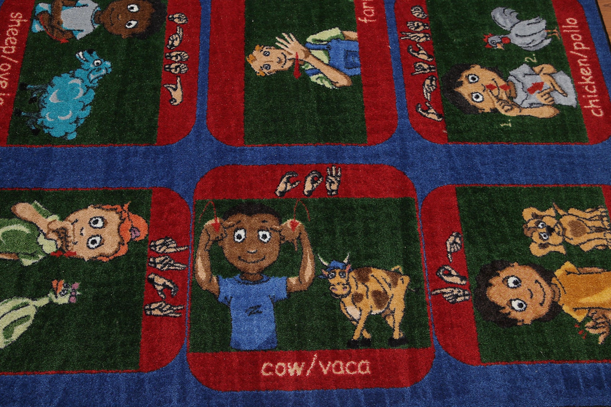 5'6" x 7'6" Inside Outside 100% Nylon Full Pile Play Area Rug Blue-4