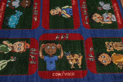 5'6" x 7'6" Inside Outside 100% Nylon Full Pile Play Area Rug Blue-4